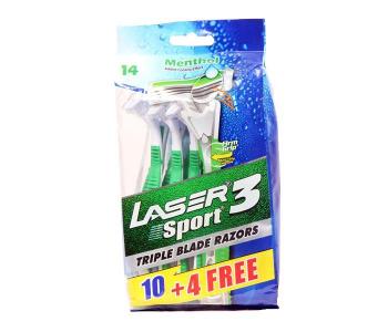 Laser Sports 3 Triple Blade Razors With Menthol - 10+4 Pieces in KSA