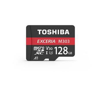 Toshiba THN-M303R1280E2 Exceria 128GB Class A1 98MBs MicroSD Card With Adaptor, Black in KSA