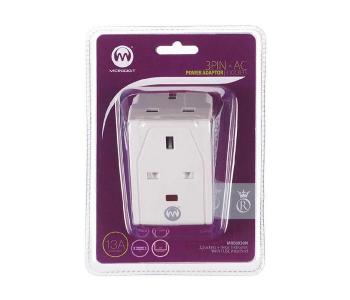 3 Pin Triple Socket Power Adapter With Fuse Attached - White in KSA