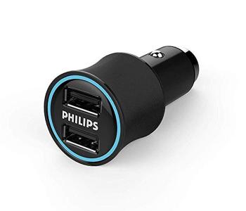 Philips DLP2553 3.1A Dual USB Port Ultra Fast Car Charger - Black in KSA