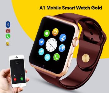 Express Delivery - A1 Mobile Smart Watch with Memory and Sim Card Slot - Gold - ID 15580