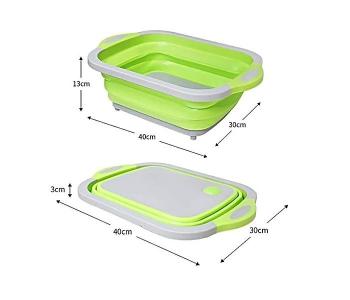 Multi-function Sink Cutting Board With Dish Tub Foldable Dish Tub - Portable Washing Basin, Drain Food Tray 3 In 1 Food Grade in UAE