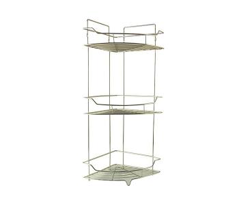 Express Delivery - Taqdeer RSS-4526 3 Layer Stainless Steel Bathroom Corner Rack - Silver - ID 40583