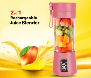 Portable Rechargeable 4B Juice Blender With 4 Stainless Steel Blade - Pink in KSA
