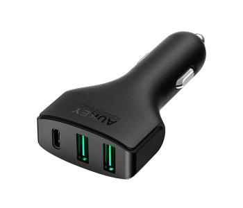 AUKEY CC-Y3 49.5W 10A Ai Power Quick Charge 3.0 USB C Car Charger - Black in KSA