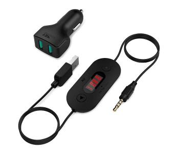 AUKEY BT-F2 In Car FM Transmitter Radio Adapter With Dual USB 4.8A Car Charger - Black in KSA
