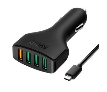 AUKEY CC-T9 Power Ai 4-Ports USB Car Charger With Qualcomm Quick Charge 3.0 - Black in KSA