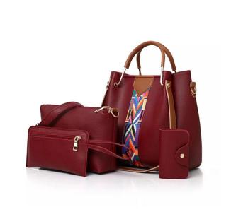 Express Delivery - Ladies Luxury Bag 4 pcs Set JA081 - Red - ID 42158