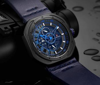 Naviforce 9141 Luxury Quartz Wristwatches Round Sport Watch For Men - Blue in KSA