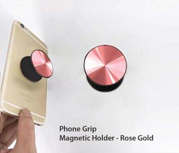 Metallic Plain Phone Grips Magnetic Holder - Rose Gold in KSA