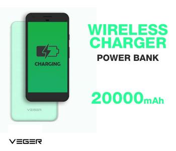 Veger Wireless Charger Power Bank VP-1027W - 20000mAh Green in KSA