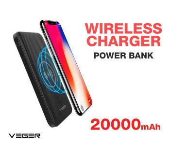 Veger Wireless Charger Power Bank VP-1027W - 20000mAh Black in KSA