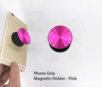 Metallic Plain Phone Grips Magnetic Holder - PINK in KSA