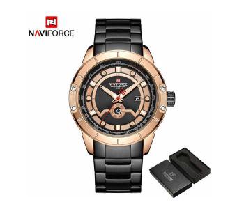 Naviforce Stainless Steel Watch Black NF-9166 - Black Gold in KSA