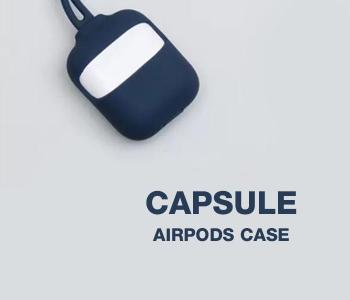 Soft Silicone Capsule Airpods Case With Strap Set - Blue in KSA