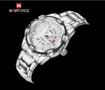 Naviforce 9117 Luxury Quartz Wristwatches Round Stainless Steel Sport Watch For Men - Silver in KSA