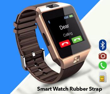 Smart Watch Rubber Strap, With Sim Slot DZ-09 - Gold in KSA