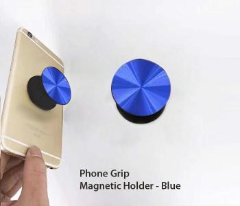 Metallic Plain Phone Grips Magnetic Holder - Blue in KSA