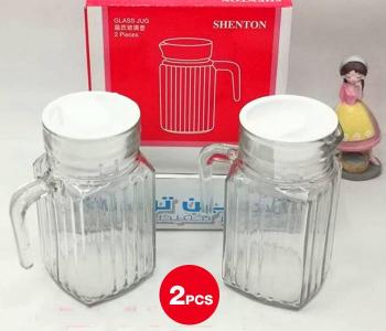 Shenton Glass Jug 2 Pieces With White Plastic Lid in KSA
