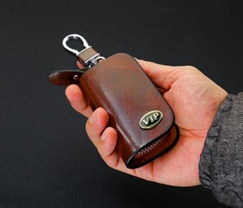 3XR Genuine Leather Car Key Chain Wallets - BROWN in KSA