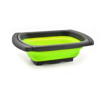 Silicone Foldable Kitchen Drain Basket Colander - Green in KSA