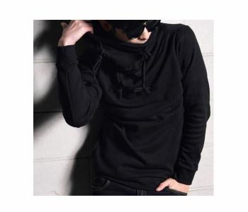 Cowl Neck Turtle Hood For Men, Size Small - Black in UAE