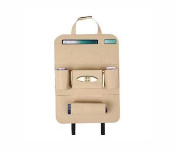 Auto Car Seat Back Multi-Pocket Travel Storage Hanging Bag Organizer Holder - Beige in KSA