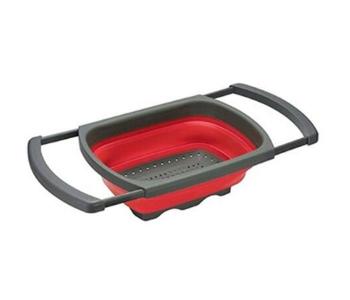 Silicone Foldable Kitchen Drain Basket Colander - Red in KSA