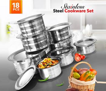 Timmy 18 Pieces Set Stainless Steel Shiny Cookware Set in KSA