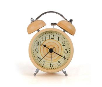 Twin Bell Loud Alarm Clock Imitation Wood Clock in KSA