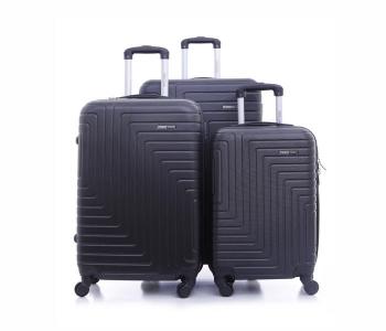 Express Delivery - Para John 3-Piece Maze Trolly Luggage Set PJTR3077 - Black - ID 43815