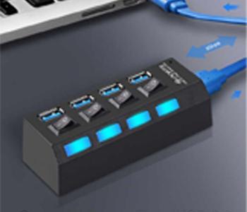 High Speed 4 Port USB 3.0 HUB With Switch Support - Black in KSA