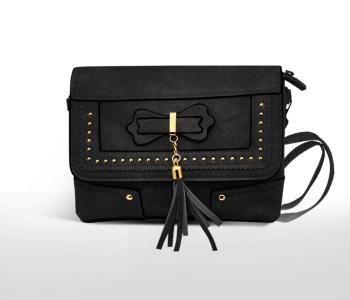 Luxury Women High Quality PU Leather Hand Bag 1001 - BLACK in KSA