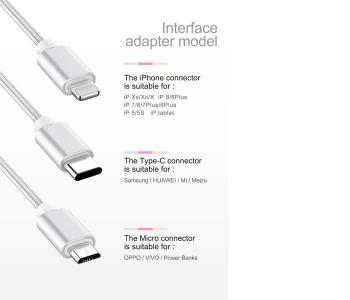 Fast Charging 3 In 1 Micro USB Data Cable - Silver in KSA