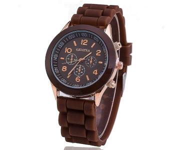 Geneva Silicone Band Woman Watch - Brown in UAE