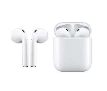 Express Delivery - i12-TWS Bluetooth Earphones with True Wireless Stereo - White - ID 45693