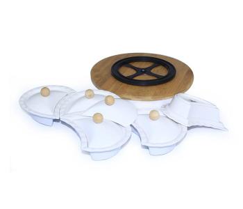 WS-140 Ceramic Bowls 5pcs Set With Bamboo Base With Lazy Susan in UAE