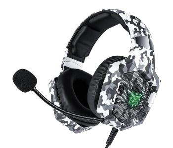 Express Delivery - Onikuma K8 Stereo Gaming Headset with Microphone and LED Light - Camouflage White - ID 45648