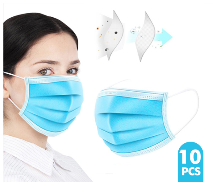 Disposable 3-Layer Earloop Mouth Face Mask - 10 Pc in UAE