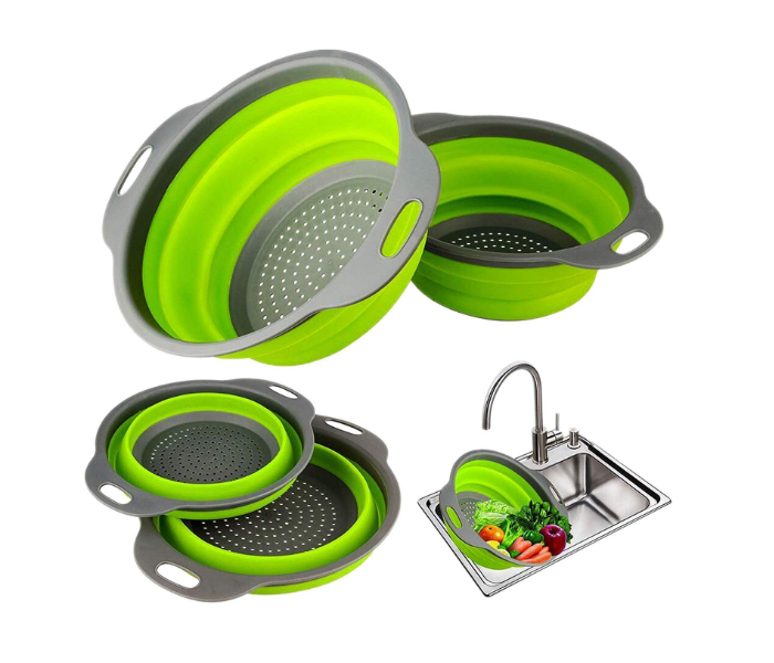 Sunny FGB1000 Foldable Silicone Colander Kitchen Multipurpose Washing Basket Strainer, Assorted Color in UAE