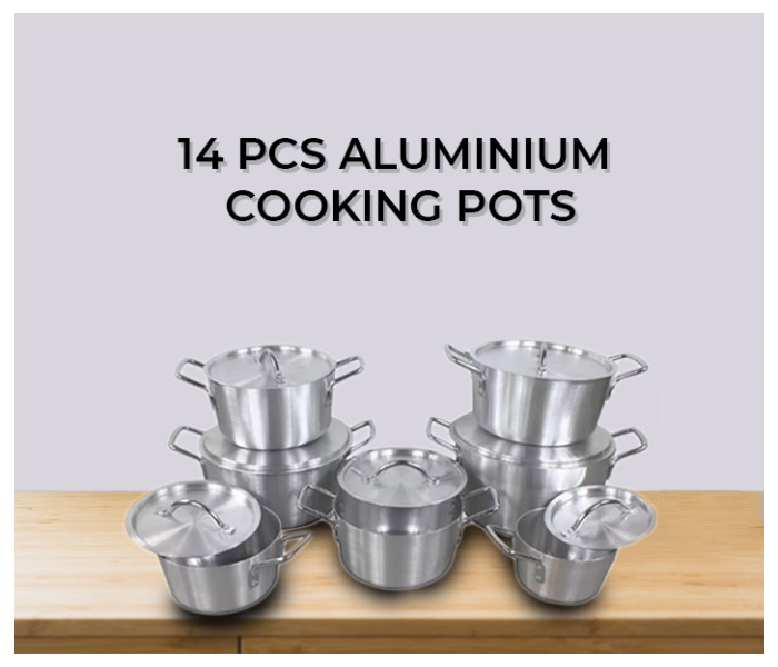 JA038 14-26cm Aluminium Cooking Pot - 14 Pieces, Silver(blocked) in UAE