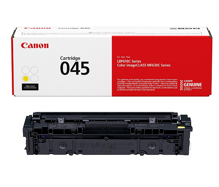 Canon 045 Genuine Toner Cartridge Yellow Front View - ID 49777