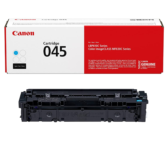 Canon 045 Genuine Toner Cartridge Cyan Front View - ID 49778