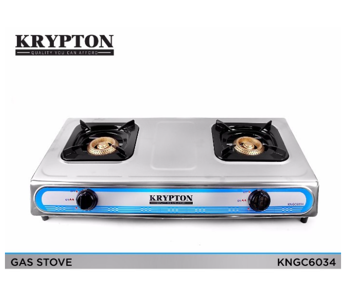 Krypton KNGC6034 Double Gas Burner Silver + Epsilon EN4691 Nonstick 10 Pc Cookware Set - Black in UAE