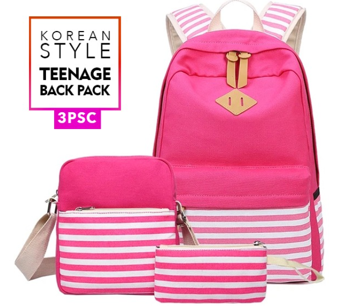 3 Pieces Set Bags For Travel Backpack And Satchel For Women -Pink in KSA