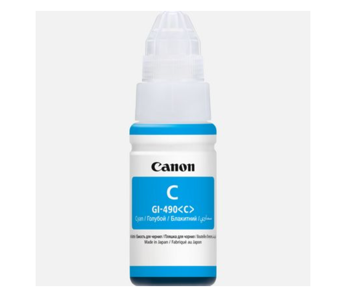 Canon GI-490 Cyan Ink Bottle Front View - ID 50013