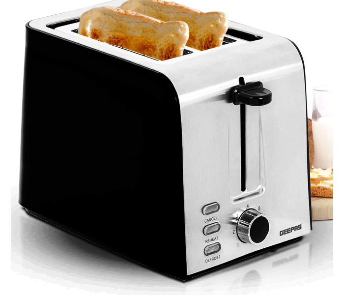 Geepas GBT36513UK 850W 2 Slice Bread Toaster With Slide Out – Black And White in UAE