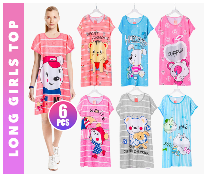 Express Delivery - 6 PCs Girls long Top  - ID 51118