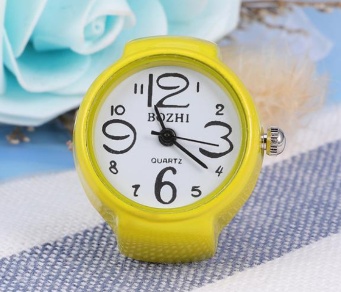 Express Delivery - Finger Ring Fashion Exquisite Quartz Watch 1 Pc - Yellow - ID 52434