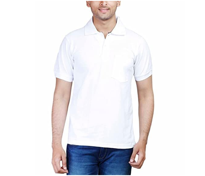 Express Delivery - Premium Honey Comb Polo T-Shirt for Small Men - White - ID 53838